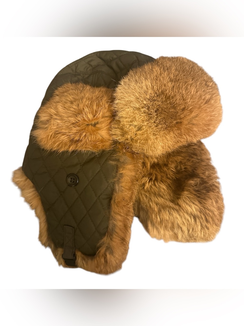 Surell Kids Quilted Rabbit Fur Trapper Hat One size - Army Heather